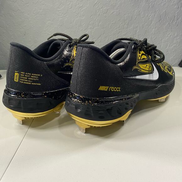 Nike Alpha Huarache Elite 3 Low “Black Gold” Men’s Size 12.5 Baseball Cleats - Picture 5 of 8